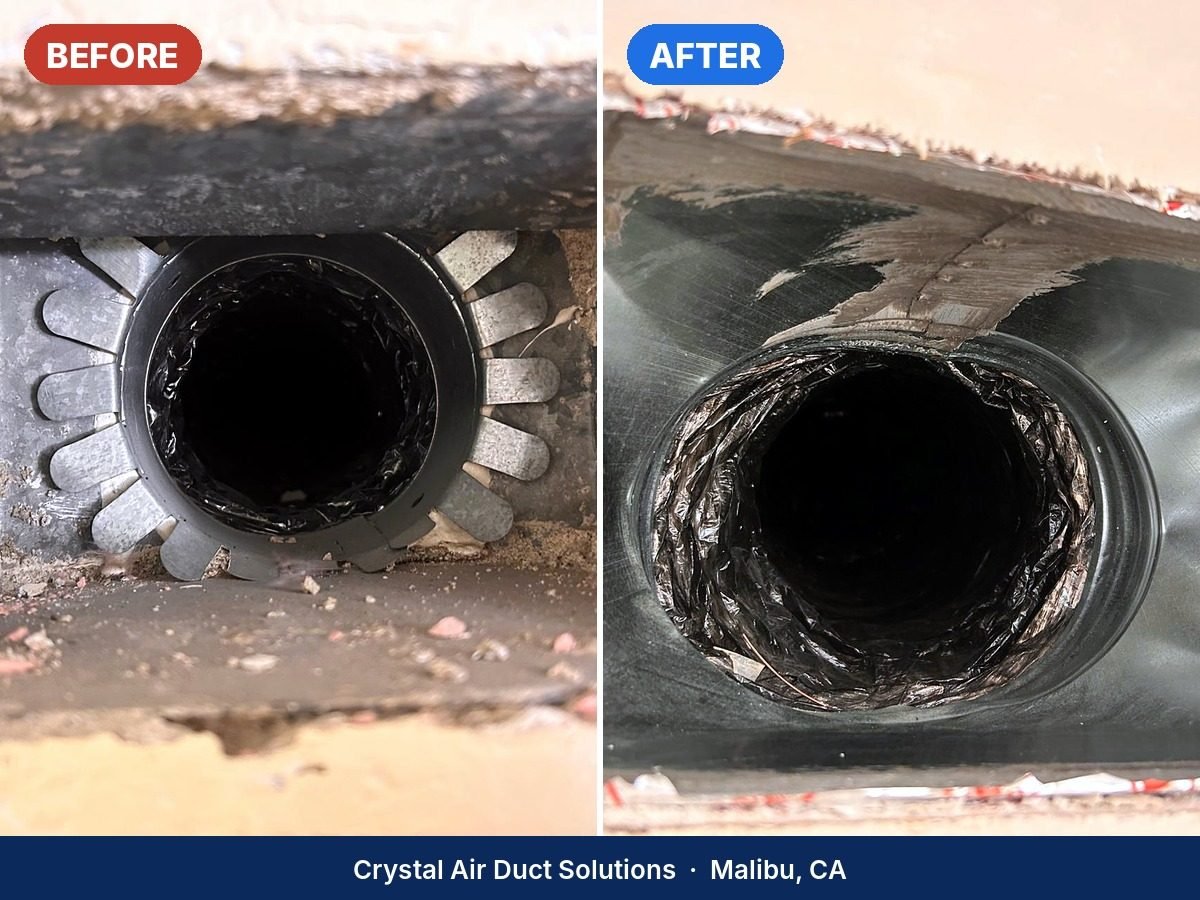 Duct debris before and after removal